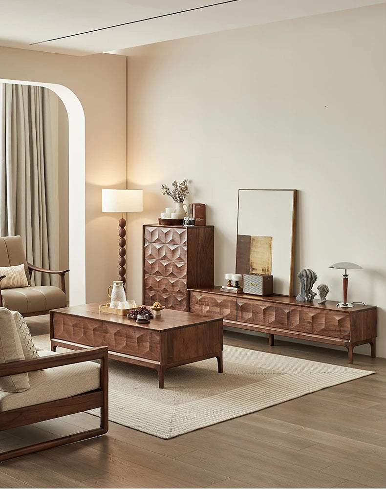 ウォールナット製テレビ台 - シンプルでスタイリッシュなデザイン、リビング空間を彩る一品 hjy-5017