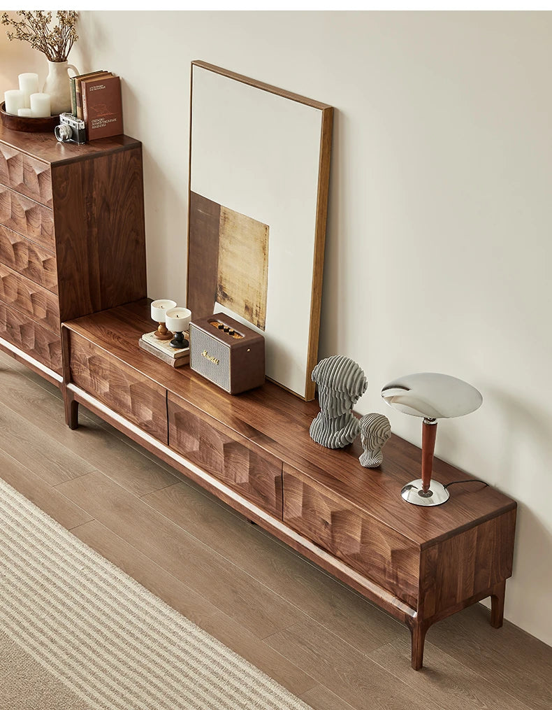 ウォールナット製テレビ台 - シンプルでスタイリッシュなデザイン、リビング空間を彩る一品 hjy-5017