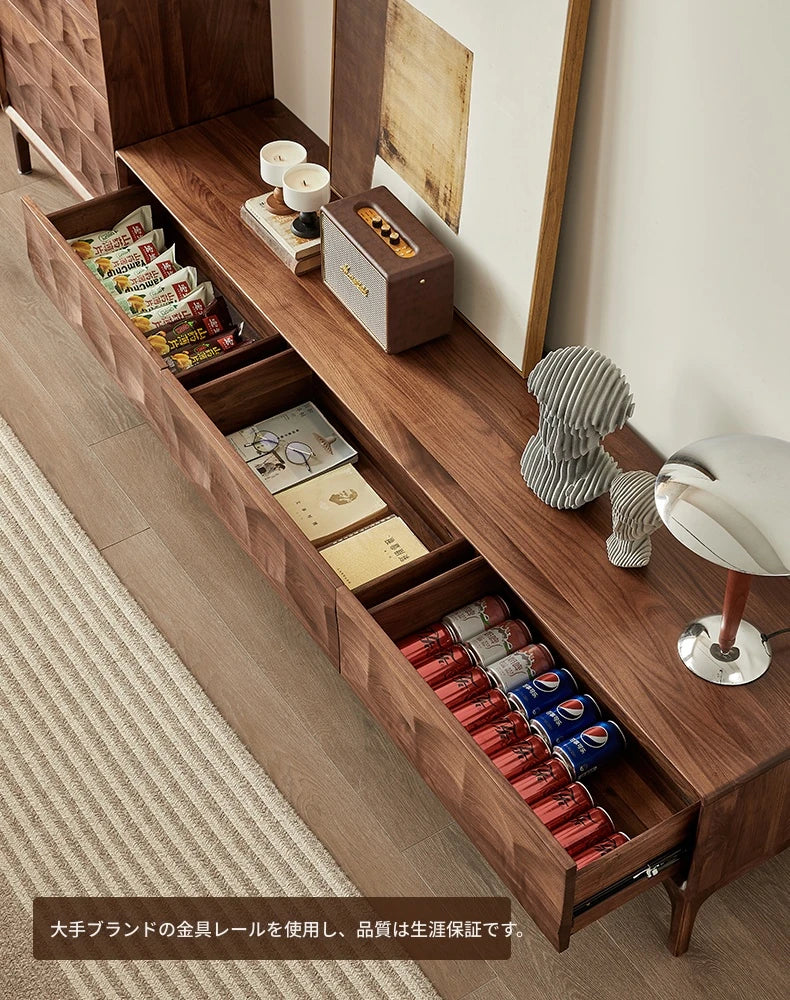 ウォールナット製テレビ台 - シンプルでスタイリッシュなデザイン、リビング空間を彩る一品 hjy-5017