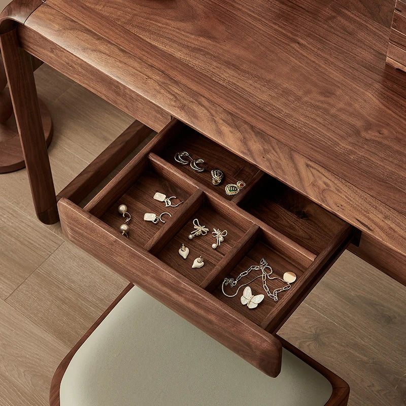 ウォールナット製おしゃれ化粧台 - スタイリッシュなデザインと実用性を兼ね備えたドレッサー hjy-5020