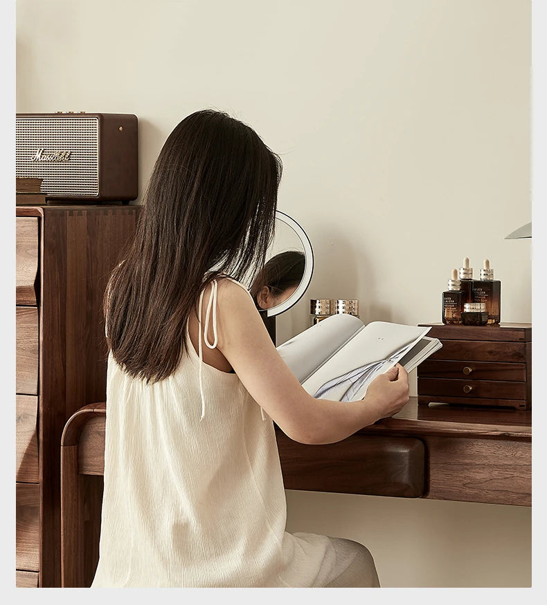 ウォールナット製おしゃれ化粧台 - スタイリッシュなデザインと実用性を兼ね備えたドレッサー hjy-5020