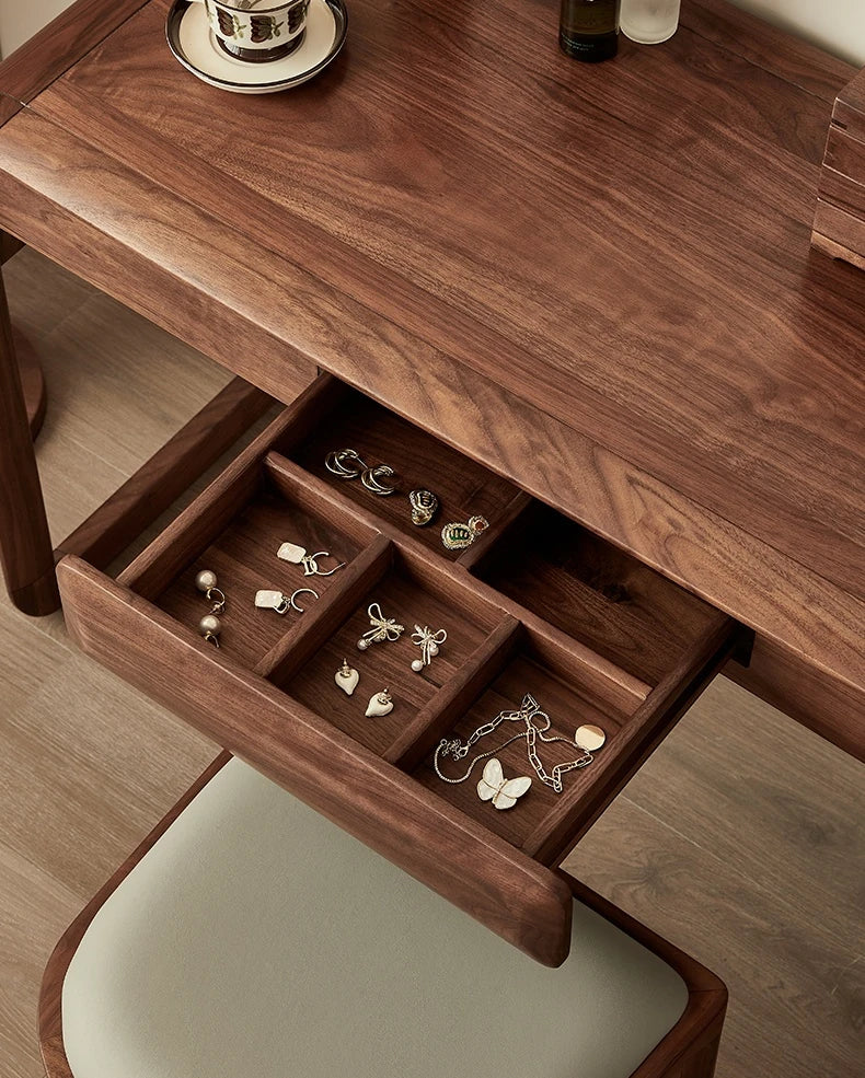 ウォールナット製おしゃれ化粧台 - スタイリッシュなデザインと実用性を兼ね備えたドレッサー hjy-5020