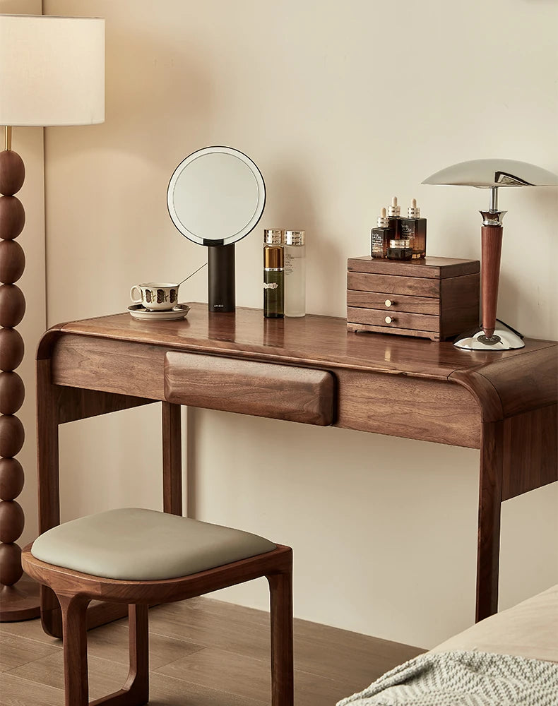 ウォールナット製おしゃれ化粧台 - スタイリッシュなデザインと実用性を兼ね備えたドレッサー hjy-5020