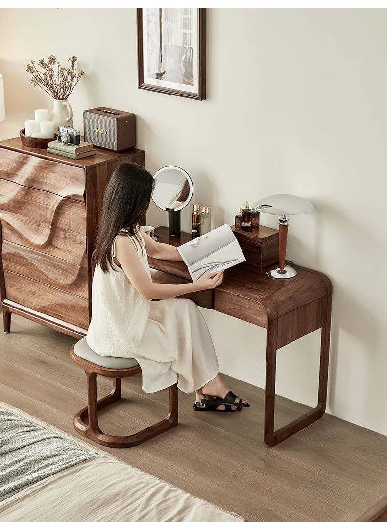 ウォールナット スツール | シンプルで洗練されたデザイン | 寝室やリビングにピッタリなインテリア accent hjy-5021