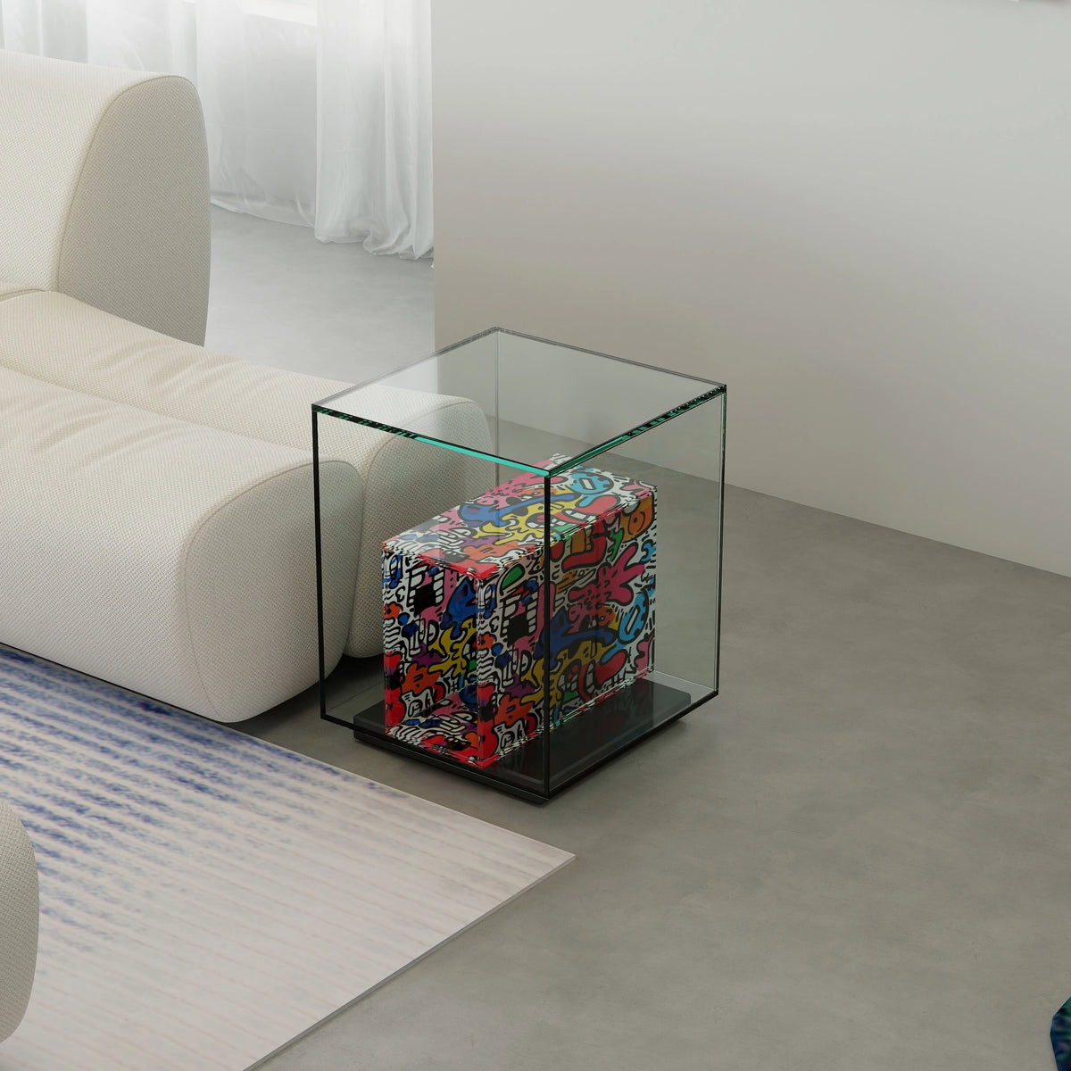 モダンデザイン強化ガラスセンターテーブル - アクリル製、スタイリッシュなインテリアに最適 hjzjl-5197