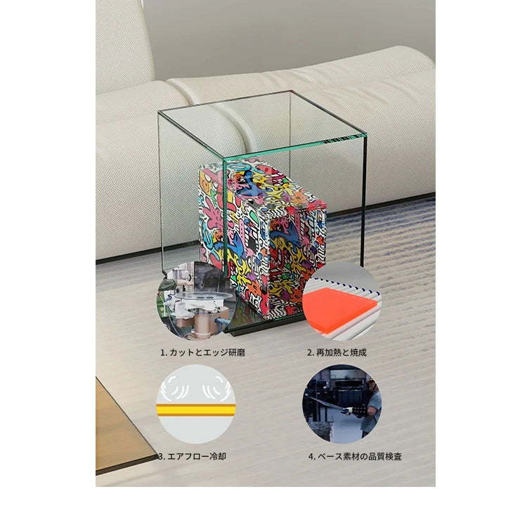 モダンデザイン強化ガラスセンターテーブル - アクリル製、スタイリッシュなインテリアに最適 hjzjl-5197