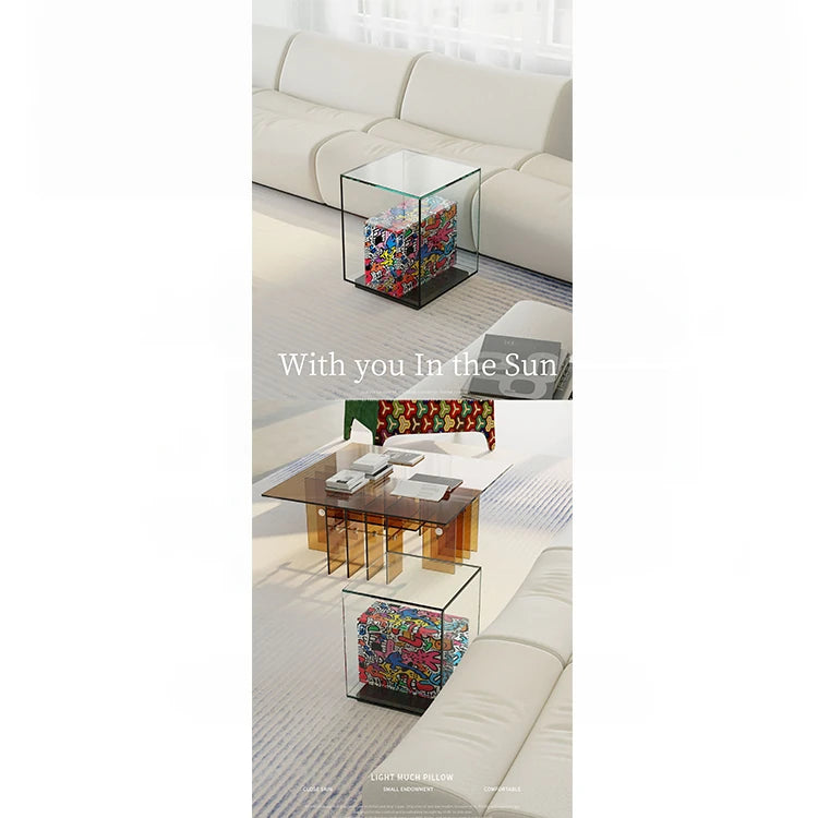 モダンデザイン強化ガラスセンターテーブル - アクリル製、スタイリッシュなインテリアに最適 hjzjl-5197