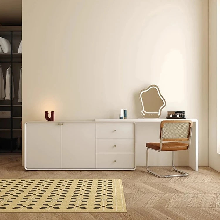 モダンデザインの多層板化粧台 | スタイリッシュな収納とミラー付き | おしゃれなインテリアアイテム hko-4606