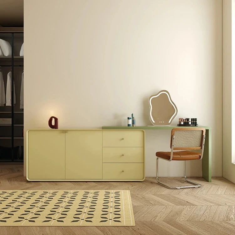 モダンデザインの多層板化粧台 | スタイリッシュな収納とミラー付き | おしゃれなインテリアアイテム hko-4606