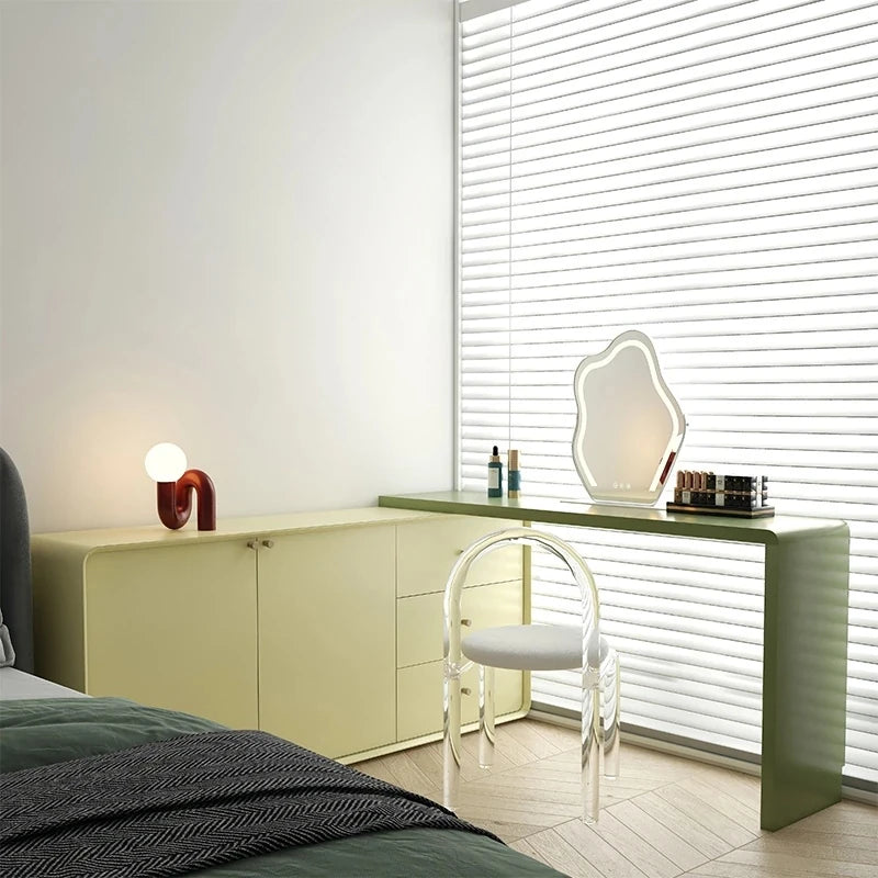 モダンデザインの多層板化粧台 | スタイリッシュな収納とミラー付き | おしゃれなインテリアアイテム hko-4606