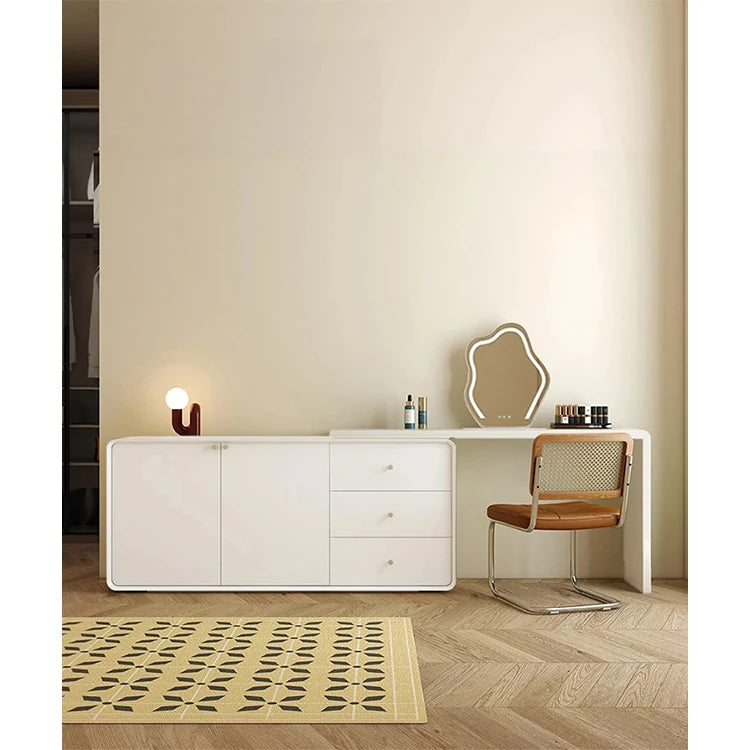 モダンデザインの多層板化粧台 | スタイリッシュな収納とミラー付き | おしゃれなインテリアアイテム hko-4606