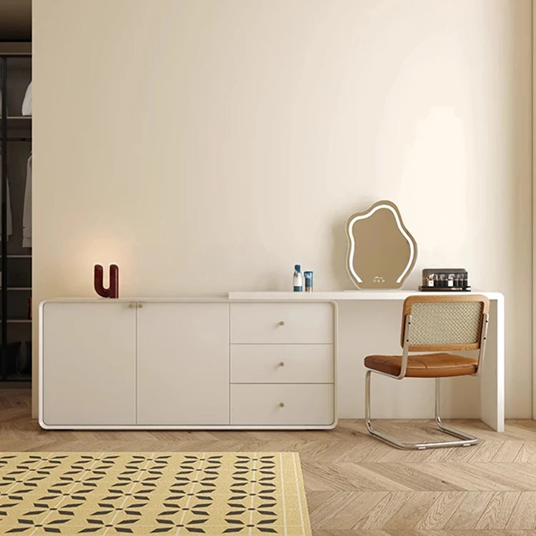 モダンデザインの多層板化粧台 | スタイリッシュな収納とミラー付き | おしゃれなインテリアアイテム hko-4606