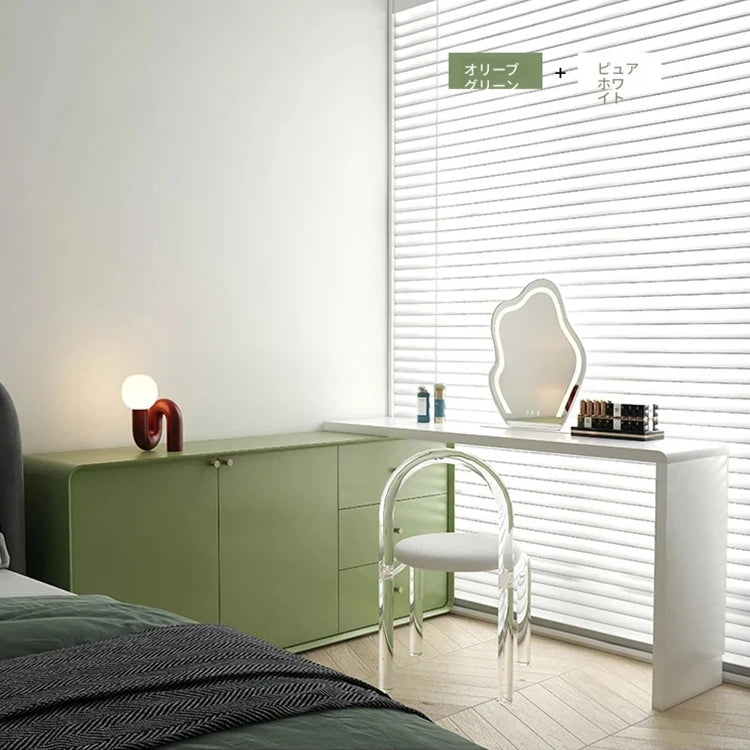 モダンデザインの多層板化粧台 | スタイリッシュな収納とミラー付き | おしゃれなインテリアアイテム hko-4606