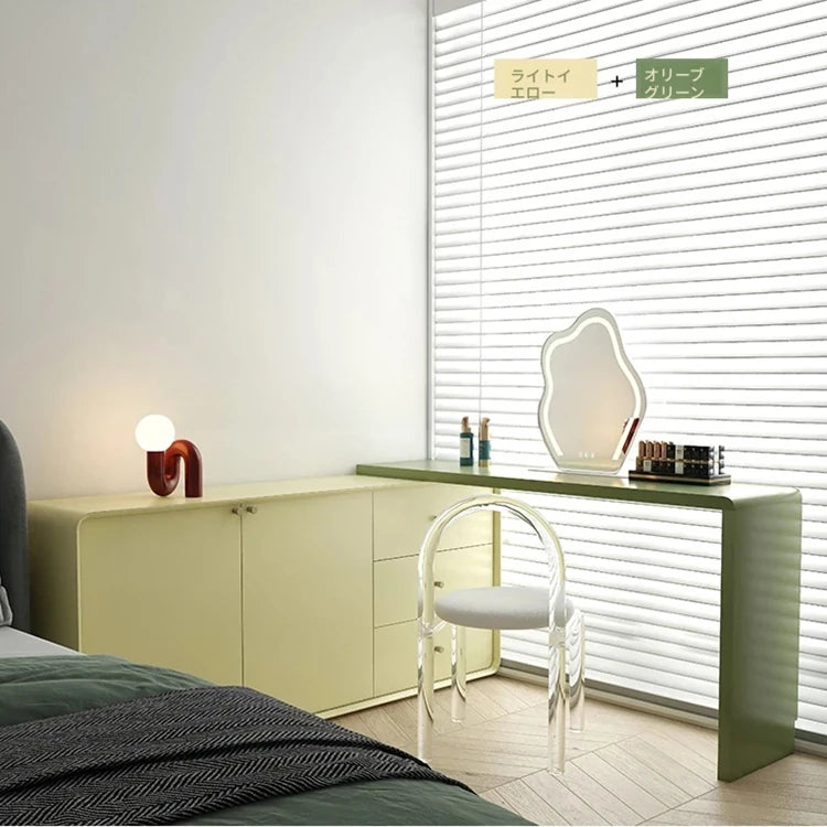 モダンデザインの多層板化粧台 | スタイリッシュな収納とミラー付き | おしゃれなインテリアアイテム hko-4606