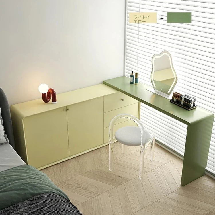 モダンデザインの多層板化粧台 | スタイリッシュな収納とミラー付き | おしゃれなインテリアアイテム hko-4606