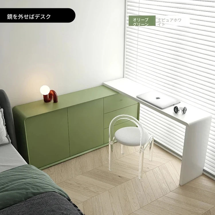 モダンデザインの多層板化粧台 | スタイリッシュな収納とミラー付き | おしゃれなインテリアアイテム hko-4606