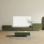 シンプルでスタイリッシュなテレビ台 - モダンデザインのグリーン収納家具 hko-4609