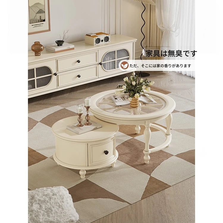 センターテーブル チェリー材 パイン 強化ガラス使用 おしゃれなリビング補助家具 hl-4881