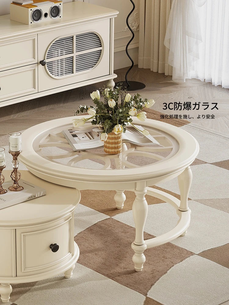 センターテーブル チェリー材 パイン 強化ガラス使用 おしゃれなリビング補助家具 hl-4881