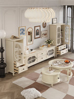 チェリー材とパインの洗練されたテレビ台 - インテリアにぴったりなモダンデザイン hl-4882