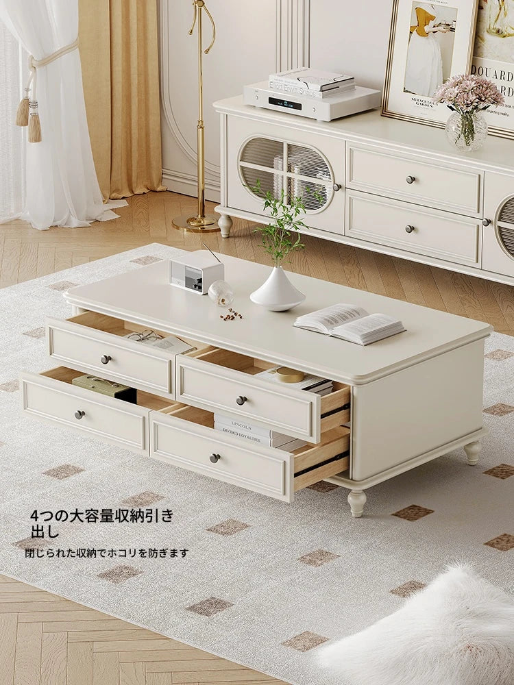 チェリー材パイン製センターテーブル|シンプルでスタイリッシュなデザイン|リビングにぴったりの収納付きテーブル hl-4883