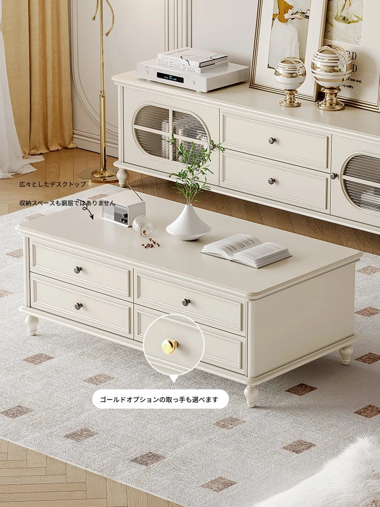 チェリー材パイン製センターテーブル|シンプルでスタイリッシュなデザイン|リビングにぴったりの収納付きテーブル hl-4883