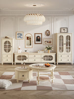 チェリー材とパイン製の美しいディスプレイキャビネット | ガラス扉付きで収納力抜群 | シンプルで上品なデザイン hl-4884