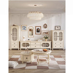 チェリー材とパイン製の美しいディスプレイキャビネット | ガラス扉付きで収納力抜群 | シンプルで上品なデザイン hl-4884