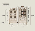 チェリー材とパイン製の美しいディスプレイキャビネット | ガラス扉付きで収納力抜群 | シンプルで上品なデザイン hl-4884