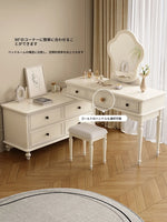 チェリー材とパインを使用した洗練された化粧台セット | シンプルでおしゃれなデザイン, 鏡付き, 収納力抜群 hl-4886