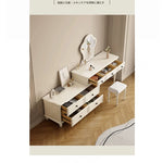 チェリー材とパインを使用した洗練された化粧台セット | シンプルでおしゃれなデザイン, 鏡付き, 収納力抜群 hl-4886