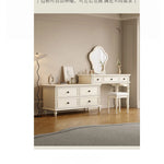 チェリー材とパインを使用した洗練された化粧台セット | シンプルでおしゃれなデザイン, 鏡付き, 収納力抜群 hl-4886