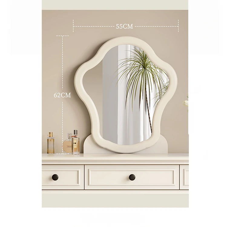 チェリー材とパインを使用した洗練された化粧台セット | シンプルでおしゃれなデザイン, 鏡付き, 収納力抜群 hl-4886