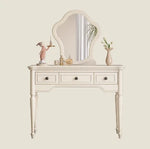 チェリーパイン・グラス製のエレガントな化粧台とスツールセット - ディスプレイミラー付き、モダンインテリアに最適 hl-4888