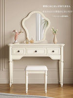 チェリーパイン・グラス製のエレガントな化粧台とスツールセット - ディスプレイミラー付き、モダンインテリアに最適 hl-4888