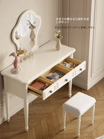 チェリーパイン・グラス製のエレガントな化粧台とスツールセット - ディスプレイミラー付き、モダンインテリアに最適 hl-4888