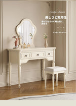 チェリーパイン・グラス製のエレガントな化粧台とスツールセット - ディスプレイミラー付き、モダンインテリアに最適 hl-4888