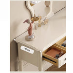 チェリーパイン・グラス製のエレガントな化粧台とスツールセット - ディスプレイミラー付き、モダンインテリアに最適 hl-4888