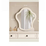 チェリーパイン・グラス製のエレガントな化粧台とスツールセット - ディスプレイミラー付き、モダンインテリアに最適 hl-4888