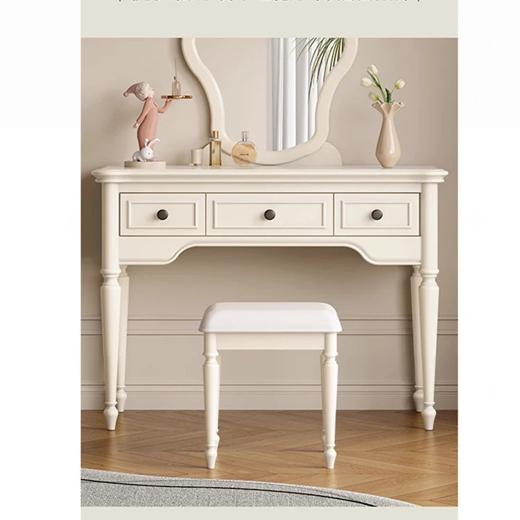 チェリーパイン・グラス製のエレガントな化粧台とスツールセット - ディスプレイミラー付き、モダンインテリアに最適 hl-4888