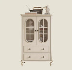 チェリー材とパイン使用!エレガントガラス仕切りキャビネット - シンプルモダンテイストで収納もバッチリ! hl-4889