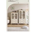 チェリー材とパイン使用!エレガントガラス仕切りキャビネット - シンプルモダンテイストで収納もバッチリ! hl-4889