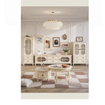 チェリー材とパイン使用!エレガントガラス仕切りキャビネット - シンプルモダンテイストで収納もバッチリ! hl-4889