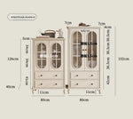 チェリー材とパイン使用!エレガントガラス仕切りキャビネット - シンプルモダンテイストで収納もバッチリ! hl-4889