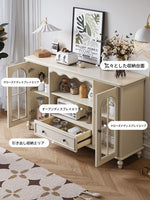 チェリー材使用・多層板キャビネット - スタイリッシュなデザインの収納家具、ガラス扉付きでおしゃれなリビングやダイニングに最適! hl-4893