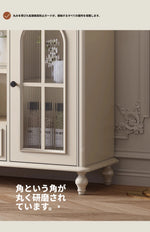 チェリー材使用・多層板キャビネット - スタイリッシュなデザインの収納家具、ガラス扉付きでおしゃれなリビングやダイニングに最適! hl-4893