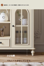 チェリー材使用・多層板キャビネット - スタイリッシュなデザインの収納家具、ガラス扉付きでおしゃれなリビングやダイニングに最適! hl-4893