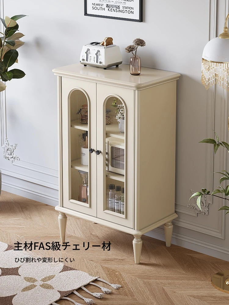チェリーペイン・ガラスキャビネット|スタイリッシュなホーム収納|多層板仕様で高級感溢れるデザイン hl-4894
