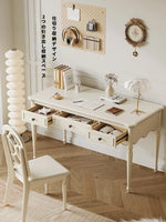 シンプルでエレガントなチェリー材とパイン製デスク - 収納付きデザイン、ホームオフィスや学習スペースに最適! hl-4895