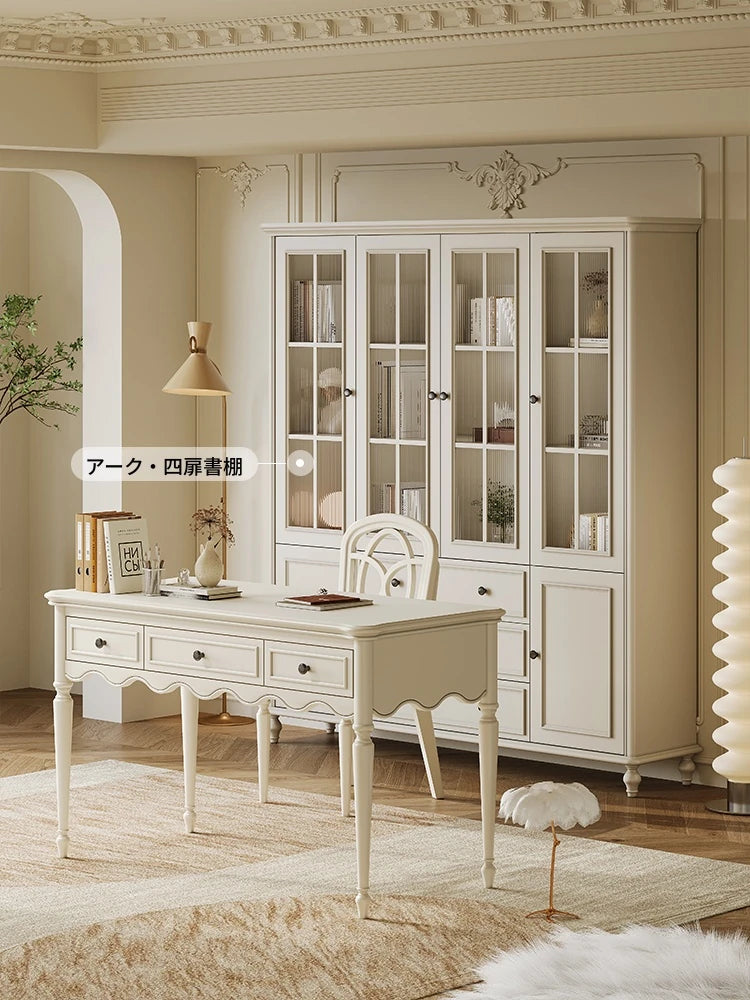 シンプルでエレガントなチェリー材とパイン製デスク - 収納付きデザイン、ホームオフィスや学習スペースに最適! hl-4895